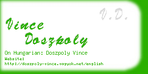 vince doszpoly business card